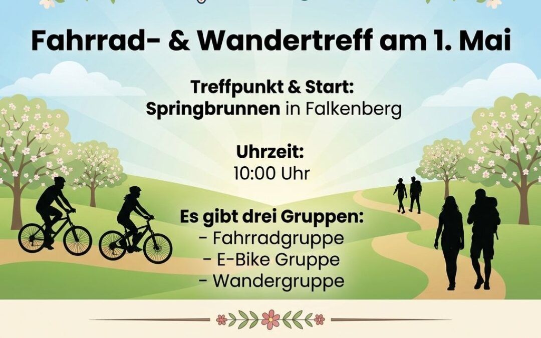 Einladung Fahrrad- und Wandertreff am 01. Mai